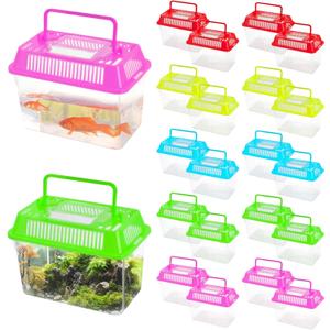 20 Pack Plastic Fish Tank with Handle, Small Reptile Terrariums Carrier Cage, Tarantula Enclosure Snake Breeding Case, Mini Fish Box for Pets (5.9" x 3.5" x 4.3")