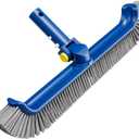 POOLAZA Pool Brush with Rotatable Handle,17.5" Pool Brush Head for Inground Pools, Above-Ground & Vinyl Pools, Heavy-Duty Pool Brushes for Cleaning Pool Walls