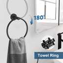 5 Pieces Matte Black Bathroom Hardware Accessories Set, Bathroom 23.6 Inch Towel Bar Set Stainless Steel Toilet Paper Holder Round Towel Racks for Bathroom Wall Mounted