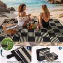Garvee Waterproof Outdoor Rug 9x12, Checkered Foldable Plastic Straw Patio Camping Rug, Outdoor RV Carpet for Deck Camper Porch Balcony Backyard Picnic Beach Black and Brown