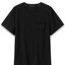 CHRONOLINE Men’s Pocket T-Shirt Cotton Crew Neck Short Sleeve Work Shirt for Men Spring Summer Work Utility Top with Pocket, Jet Black, L (L)