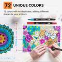 Dual Markers Brush Pens for Adult Kids Coloring Books, 72 Colors Art Marker Set with Fine & Brush Tip Pen for Bullet Journaling, Coloring, Drawing, Hand Lettering, Calligraphy, Art Supplies