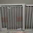 Cumbor 29.7-40.6" Baby Gate for Stairs, Mom's Choice Awards Winner-Dog Gate for Doorways, Pressure Mounted Auto-Close Pet Gates for Dogs Indoor, Safety Child Gate with Easy Walk Thru Door, White (30.5" Tall)