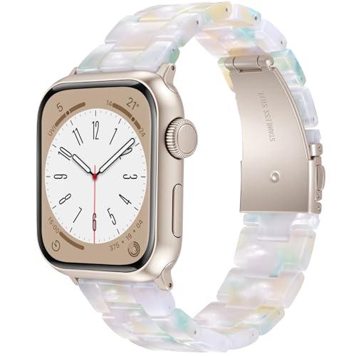 V-MORO Resin Bands Compatible with Apple Watch, Band Starlight Buckle Lightweight Fashion Strap Bracelet for iwatch Series SE/6/5/4/3/2/1(42/44/45/46/49mm)