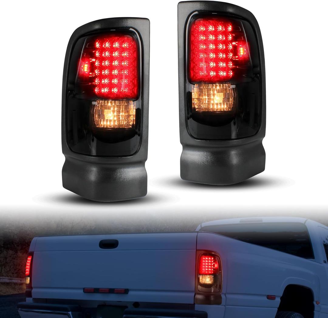 KEWISAUTO LED Tail Lights for RAM 1500 1994-2001, LED Smoked Black Rear Brake Stop Light Taillights for Dodge RAM 1500/2500 / 3500 1994 1995 1996 1997 1998 1999 2001 2002 Accessories (2PCS)