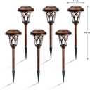 GIGALUMI 6 Pack Solar Pathway Lights Outdoor, Metal Glass & ABS Solar Landscape Lights Waterproof IP65, Warm White Solar Powered Garden Lights for Yard Patio Walkway Driveway (Brown)