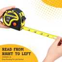 Relaxweex Left Handed Tape Measure with Rubber Reading from Right to Left Measure 25ft