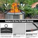 Fire Pit Spark Screen, Fire Pit Screen 27 Inch Round with Handle & Poker, Collapsible Heavy Duty Mesh Fire Pit Cover Fire Pit Lid for Outdoor/Patio/Backyard/RV Camping/Beach