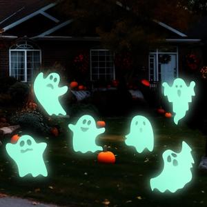 6 Pcs Halloween Yard Signs with Stakes Glow Outdoor Decorations in The Dark Ghost Halloween Decorations Luminous Plastic Sign Scary Party Outside Decor for Lawn Patio Yard Garden