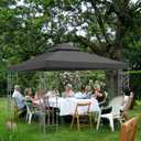 10x10ft Canopy Replacement Top, Double Tiered Pop up Gazebo Covers Replacement with 12 Velcros, Waterproof UV Protective Nylon, Outdoor Shelter for Grill, Patio, Event, Trade Show (Grey)