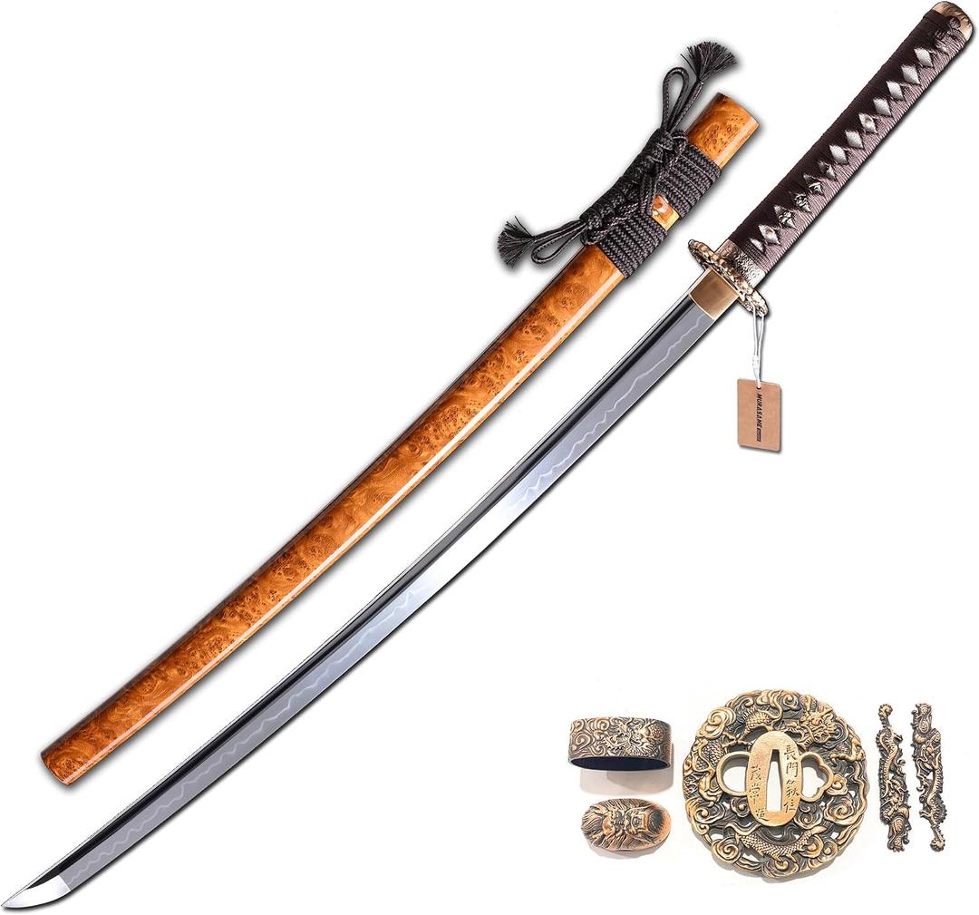 MURASAME Katana Sword 41" T10 Steel Clay Tempered Razor Sharp Blade Full Tang Handmade