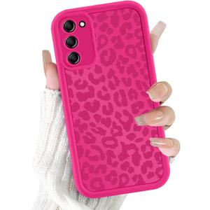 Cute Cheetah Print Phone Case for Samsung Galaxy S23 5G Case 6.1", Aesthetic Luxury Rose Red Leopard Pattern Design Cover Shockproof Soft TPU Full Camera Lens Protective Funda for Women Girls