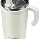For Iced Coffee & Smoothies Never Drink from a Moldy Lid Again: 20oz Hygienic Tumbler, 100% Leakproof Lid & Removable Foldable Spout. Reinforced Base, Fits Cup Holders - Cream