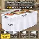 Smiry Spandex Tablecloth 2 Pack, Elastic Fitted Stretch Tablecloth for 4FT Rectangle Tables, Waterproof Washable Table Cover Skirt for Outdoor, Wedding, Banquet & Parties (White, 48Lx30Wx30H Inch)