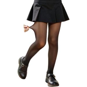 VINICUNCA Girls Fake Translucent Tights, School Uniform Leggings Under Dress Dance Stockings for Kids (Black)