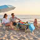2-in-1 Beach Cart with Big Wheels for Sand | Folding Utility Wagon with Chair Holder, Cooler Bag, Mesh Storage, 4 Cup Holders, Umbrella Rack, Supports 100 lbs