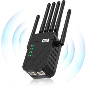 2026 WiFi Extender Signal Booster, Dual Band 5.8GHz&2.4GHz, 6X Faster, WiFi Booster Covers Up to 13880 Sq.ft, 1200M WiFi Repeater with Ethernet Port, Connects 100+ Devices, One-tap Setup
