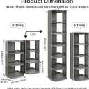 Kitstorack 8-Tier Vertical Plastic Shoe Rack, Freestanding Stackable Shoe Storage Organizer Cubes Shoe Shelf Tower or Small Closets and Tight Spaces, Gray
