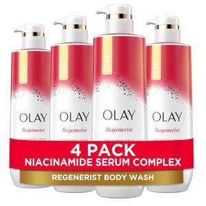 Olay Body Wash for Women, Regenerist Smoothing, Niacinamide Serum Complex, Renews Moisture, Free of Parabens & Phthalates, Vitamin B3 Lameller Technology, For All Skin Types, 20 fl oz (Pack of 4) Olay Body Wash for Women, Regenerist Smoothing, Niacinamide Serum Complex, Renews Moisture, Free of Parabens & Phthalates, Vitamin B3 Lameller Technology, For All Skin Types, 20 fl oz (Pack of 4)