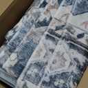 AMADA HOMEFURNISHING 8x10 Washable Area Rug, Low-Profile Large Area Rug with Non-Slip Backing & Durable Edge Binding, Vintage Large Rugs for Living Room, Bedroom, Dining Room (Blue)