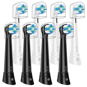 iO 8 PCS Replacement Heads Compatible with Oral B iO 2 3 4 5 6 7 8 9 10 Deep Clean Series Electric Toothbrush, Brush Heads with Medium-Hard Bristles Compatible with Oral B IO (Black/White)
