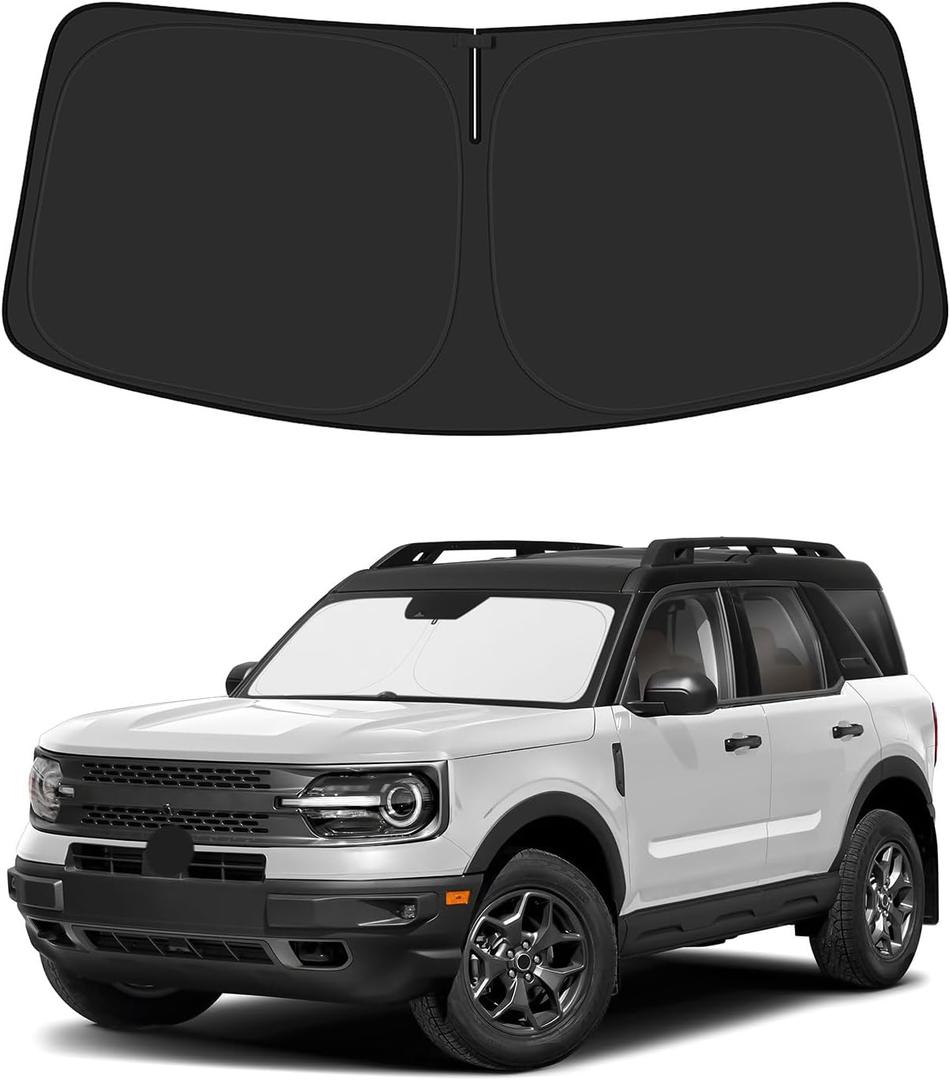 BIBLOZ Car Windshield Sun Shade for Ford Bronco Sport 2021-2025 2026 Accessories Foldable Car Sunshade Front Windshield Sun Visor PET Reflective Material(Not for Bronco)