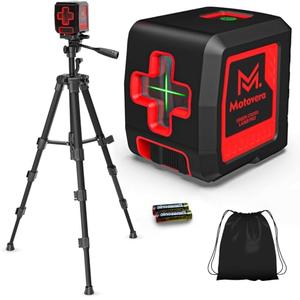 Motovera Self Leveling Laser Level 100ft, Green Cross Line with Tripod, 4 Brightness Modes & Pulse Function, Manual & Self-Leveling Modes, IP54 Waterproof for Picture Hanging, Tile, DIY Construction