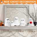 Halloween Decor Ghost Figurine, Spooky Resin Ghost Statue, Cute Finger Ghost Figurines, Gothic Resin Halloween Decoration for Indoor Tabletop Home Decor (Style-C)