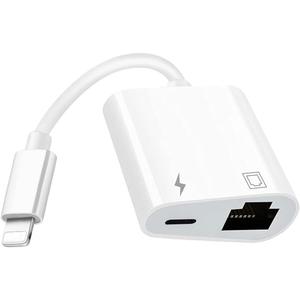 Apple MFi Certified Lightning to Ethernet Adapter, 2 in 1 Rj45 Ethernet LAN Network Adapter, iPhone Ethernet Cable with Charge Port Compatible with iPhone/iPad/iPod Supports 100Mbps,Plug and Play