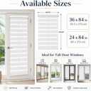 Tingjoo 2 Set 36 x 84 Inch Self Adhesive Zebra Blinds for Sliding Door Adjustable French Door Cordless Blind Sheer Shades Light Filtering Privacy Blinds 2 Ways to Install White for French Doors