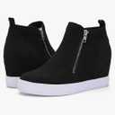 Athlefit Women's Wedge Sneakers Hidden Heel Platform Wedge Booties Hidden Wedgie Sneakers Size 8