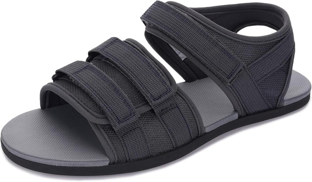 WHITIN Men's Barefoot Sandals + Zero Drop, Minimalist | Adjustable Hook and Loop Straps (12, Grey)