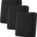 H.VERSAILTEX Super Stretch Individual Seat Cushion Covers Sofa Couch Slipcover Sets Thick Jacquard Textured Twill Fabric (3 Piece Covers, Black)
