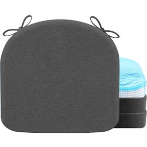Chair Cushions for Dining Chair Seat Set of 4, Memory Foam Chair Pads Help You Relief from Sedentary Discomfort in The Office or Kitchen and Dining Rooms(17" x 16" x 2.5", Dark Grey)