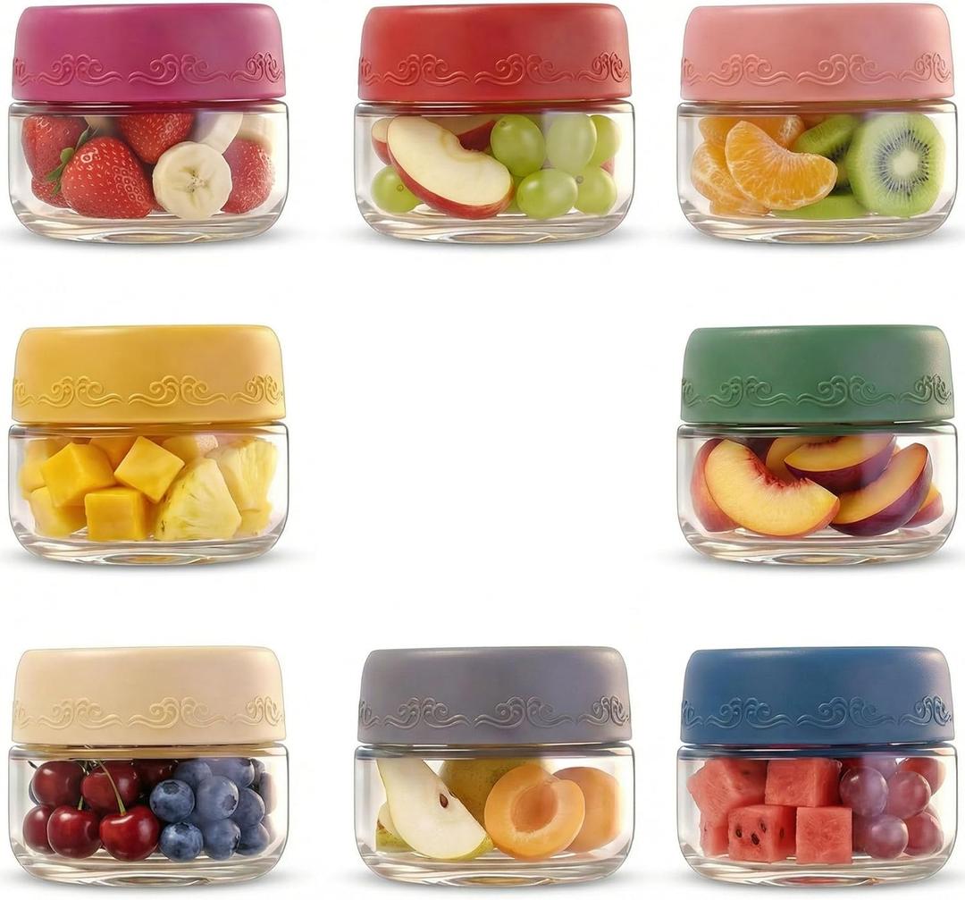 2 OZ Salad Dressing Jar 8 Pack, Airtight Leakproof Bulk Small Glass Sauce Jar with Lids, Reusable for Lunch Box, Bento, Travel & Meal Prep (2 OZ-8Pack)