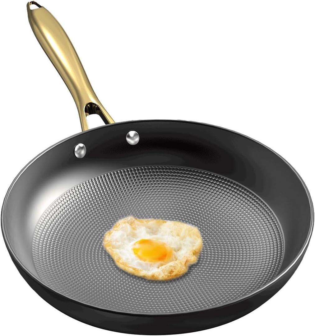 Non Stick Frying Pans  10 Inch Honeycomb Skillet with Stay-Cool Stainless Steel Handle, Scratch Resistant, Induction Compatible Nonstick Frying Pan for Gas, Electric, Ceramic, Oven & Dishwasher Safe