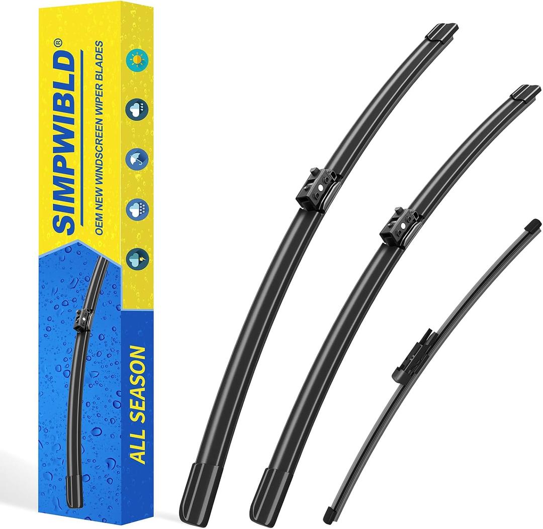 3 Factory Wiper blades Replacement For 2016-2021 Mercedes-Benz GLC 250/300/350/GLC43 AMG/GLC63 AMG Original Equipment Replacement Windshield Wiper Blades Set 22"+22"+12" (Set of 3) Push Button