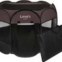 Love's Cabin Pet Puppy Playpen, Small Dog Tent Crate, Portable Foldable Dog Kennel with Carrying Case, Removable Zipper Top, Brown
