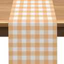Vohado Sunny Orange Gingham Table Runner Summer Sun Checkered Baby Shower Wedding Birthday Party Decoration Thanksgiving Dining Home Kitchen Island Decor