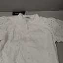 PRETTYGARDEN Women's Eyelet V Neck Summer Tops Dressy Casual White, Small
