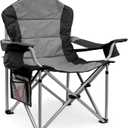 Camping Chairs, High Back Folding Camping Chairs with Lumbar Support, Heavy Duty Camping Chairs with Cooler Pouch, Lawn Chairs with Armrest Rest Support to 400LBS