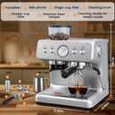Espresso Machine with Built-in Grinder,Professional 15 Bar Espresso Maker with Milk Frother Steam Wand,Stainless Steel Espresso Coffee Machine with Removable Water Tank for Cappuccino, Latte