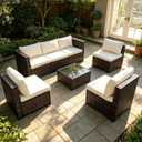 12 Pcs Patio Cushion Covers, Outdoor Rattan Sectional Sofa Cushion Covers, Replacement Washable & Reusable Furniture Protector for Patio Couch (12Pcs-Beige, 24 * 24 * 3.15-inch)