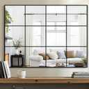 Delma Wall Mirror, 40"X30" Window Pane for Living Room Decor, Decorative Wall Art, Large Wall for Bedroom, Hallway, Living Room (Black)