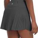 baleaf Women's Pleated Tennis Skirt Golf Skorts for Woman High Waisted Lightweight Athletic Shorts Pockets (Gray, L)