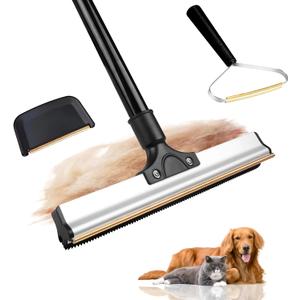 2025 Pet Hair Remover for Low Pile Carpet, Rugs, Stair, Couch & Furniture  61" Adjustable Long Handle, Deep Clean Cat Dog Hair Remover, Reusable Carpet Scraper - Carpet Rake for Pet Hair Removal