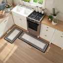 KIMODE Anti Fatigue Kitchen Mat for Floor 2PC,Kitchen Rugs Non Slip Rubber Backing,Waterproof Farmhouse Kitchen Floor Mat,Cushioned Standing Mat for Home Decor,Office,Laundry,Sink,Desk,Black and Grey, 17.3"x 47"+17.3"x 29