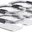 Rubbermaid Brilliance Glass Food Storage Containers, 3.2 Cup, Set of 4, BPAFree, LeakProof, Clear