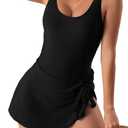 Eomenie One Piece Swimdress Swimsuits for Women Tummy Control Swim Dresses Skirt Bathing Suit (Black, M)