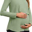 Tankaneo Womens Maternity Nursing Tops Long Sleeve Double Layer Breastfeeding Shirts Pregnancy Clothes (Green)